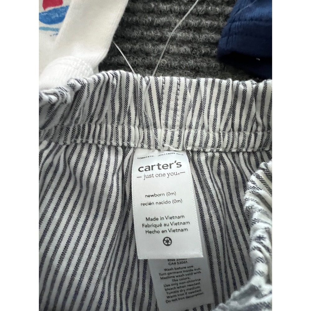 Carters Just One You Newborn Boys 3pc Nautical Sailboat Set Preppy Blue White - Picture 6 of 8